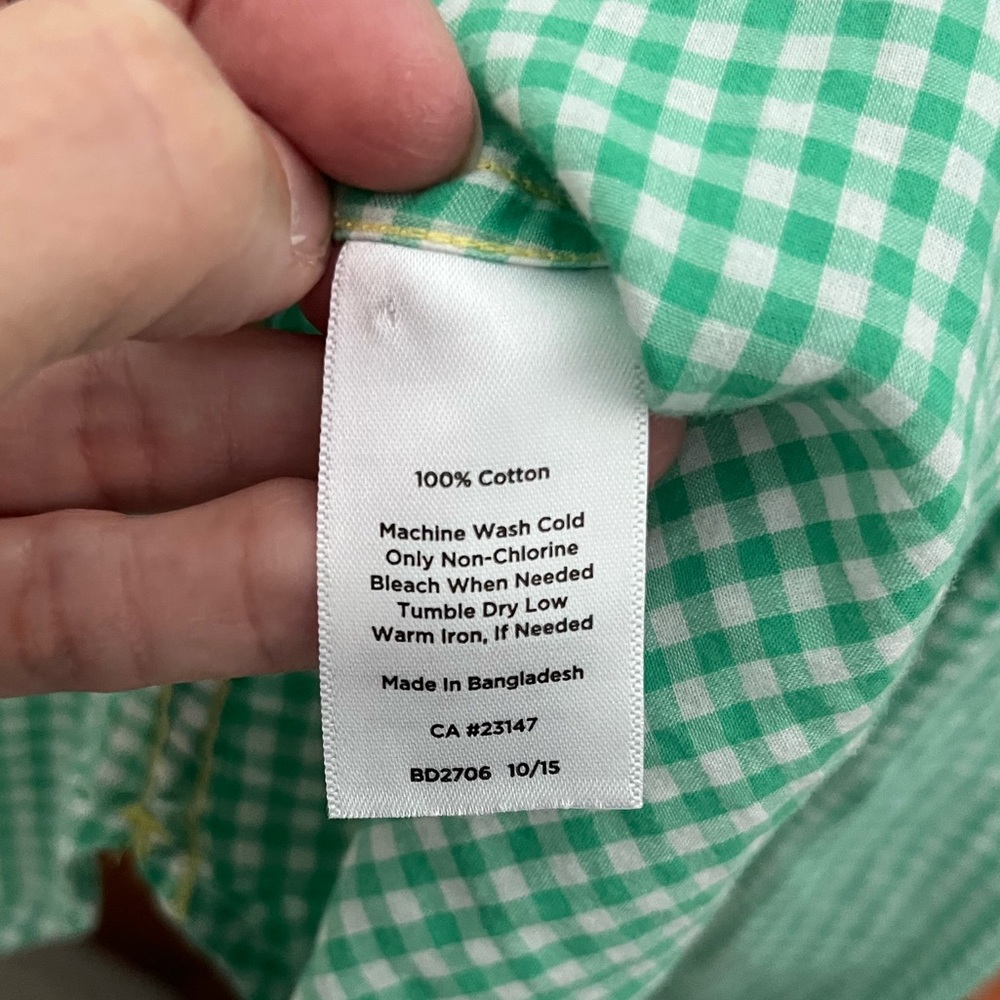 Talbots Green Gingham Shirt Size Medium - Picture 3 of 5